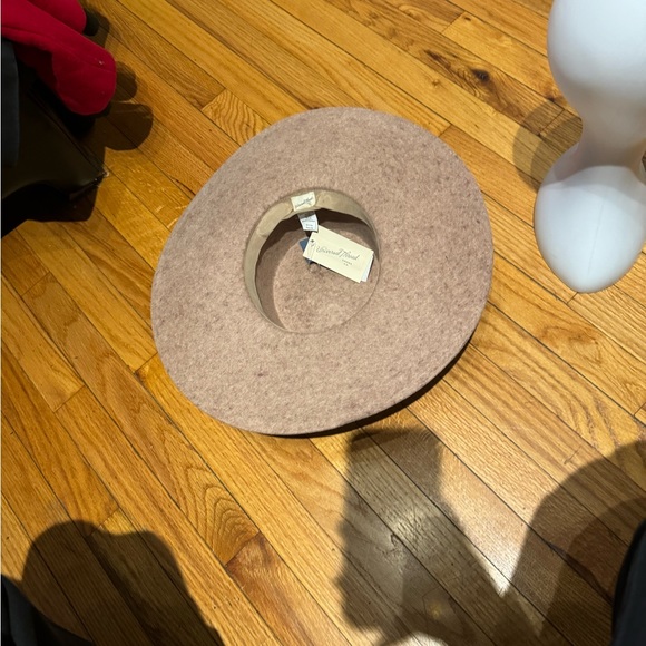 NWT Taupe Fedora Wool Adjustable Classic Boho Western Winter wide brim blush - Picture 4 of 5